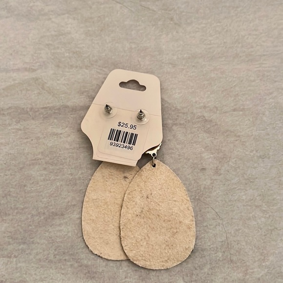 NWT Turquoise and Cowhide Earrings - Picture 2 of 2